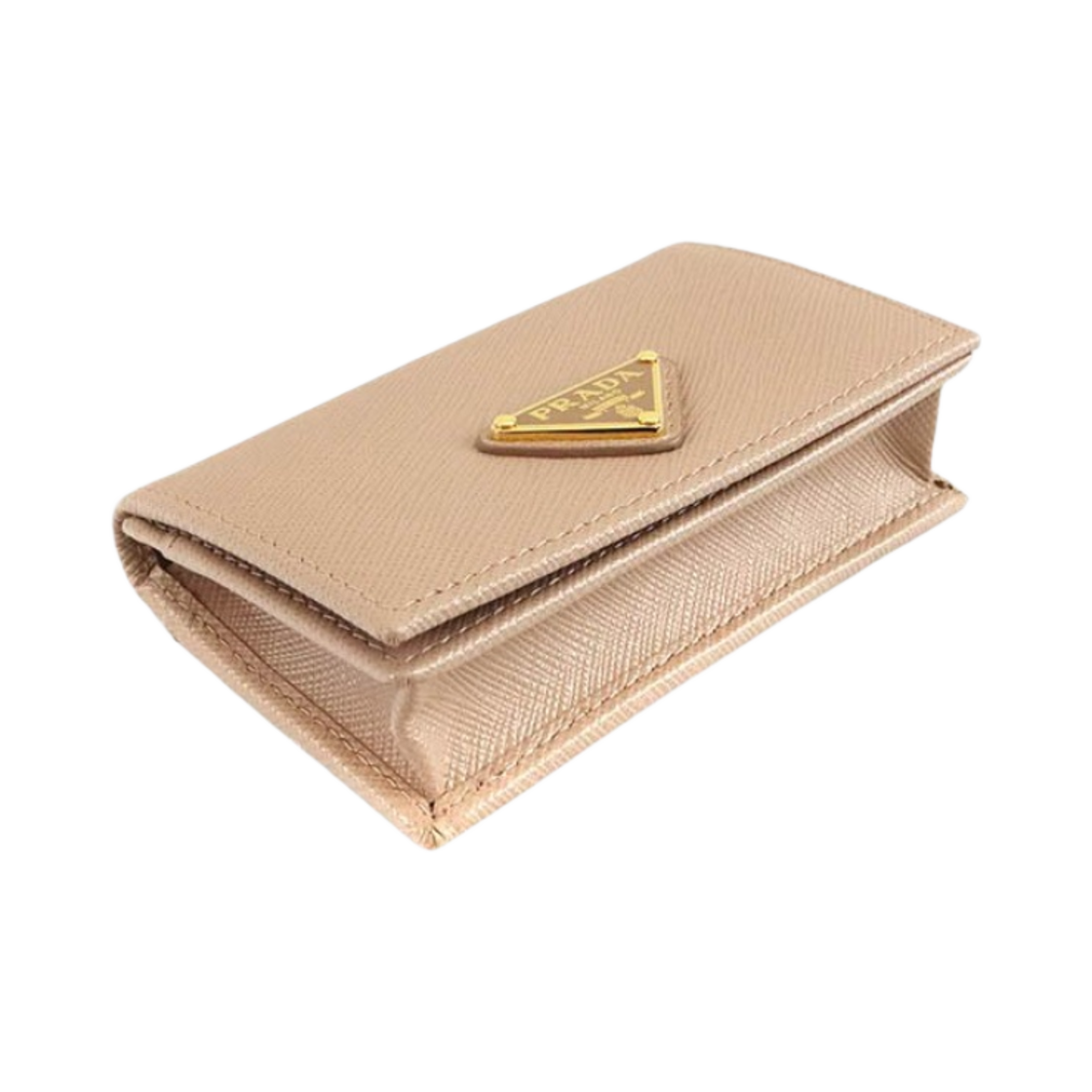 1MC122-QHH-F0236 Prada Saffiano Leather Triangle Logo Card Holder Powder Pink - #2