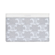 Celine Card Holder in Triomphe Canvas Calfskin Silver White