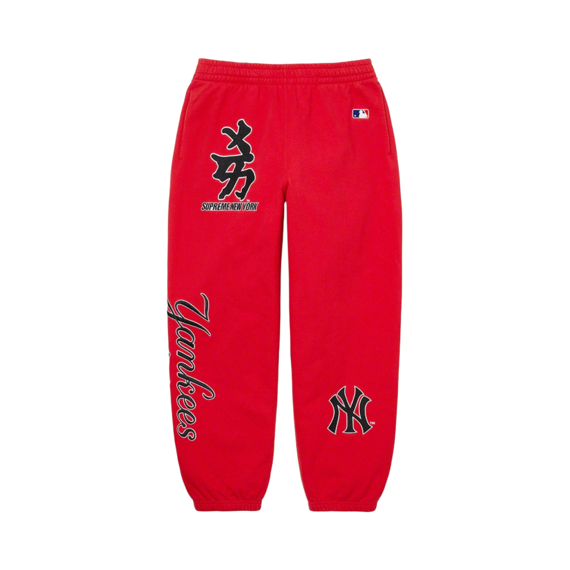 슈프림 x 뉴욕 양키스 간지 스웨트팬츠 레드 - 22FW(Supreme x New York Yankees Kanji Sweatpants Red - 22FW) - 1