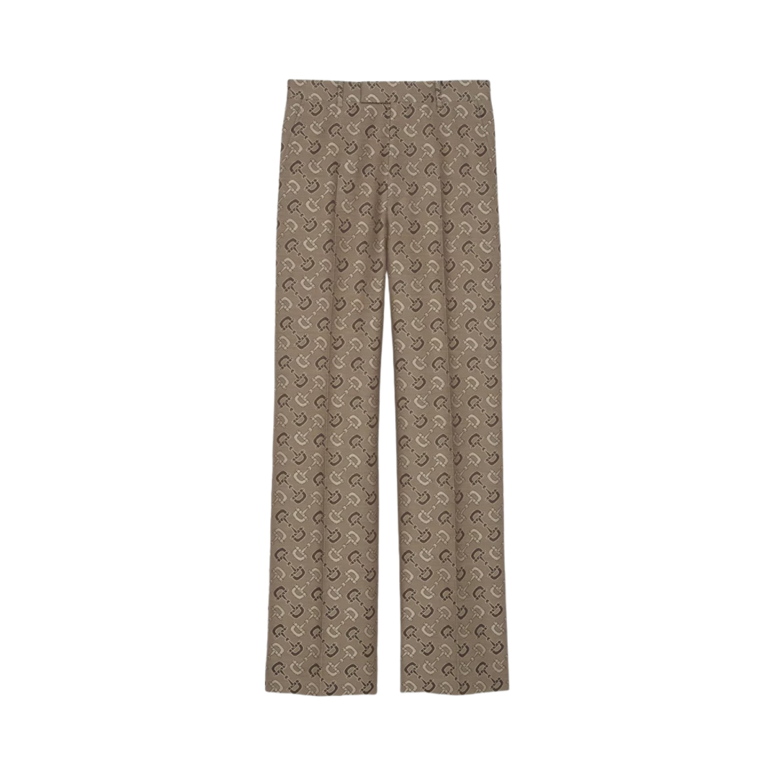 672087-ZAKIV-9549 Gucci Maxi Horsebit Cotton Pant Beige Brown