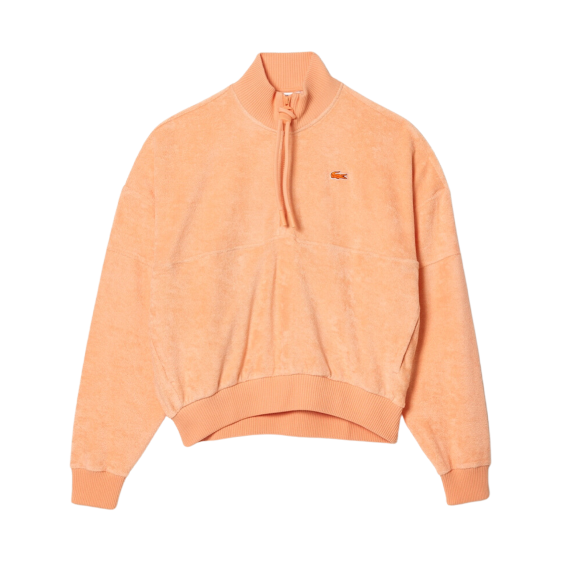 (W) 라코스테 하프집업 루즈 핏 스웨트셔츠 라이트 오렌지((W) Lacoste Half-Zip Loose Fit Sweatshirt Light Orange) - 1