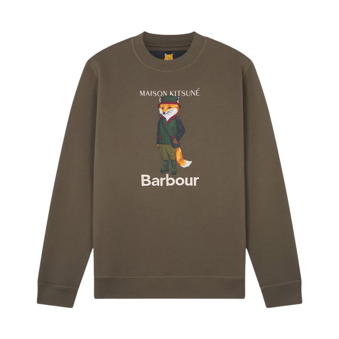 MOL0559GN84-P320 Barbour x Maison Kitsune Beaufort Fox Crewneck Green