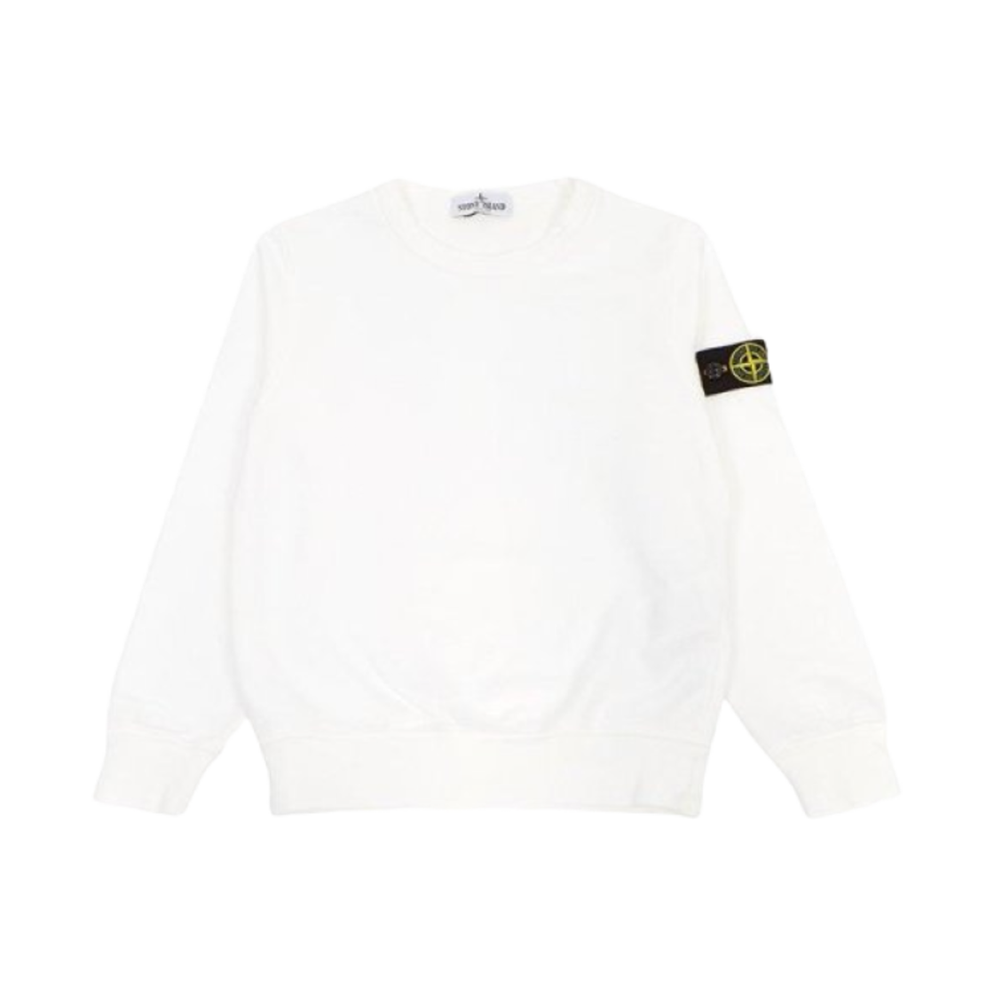 801661340-V0001 (Kids) Stone Island 61340 Cotton Fleece Crewneck Sweatshirt White - 24SS