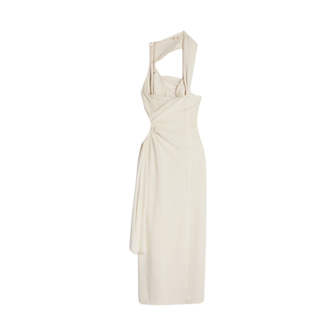 (W) 자크뮈스 라 로브 아바나다 드레이프 컷아웃 미디 드레스 화이트((W) Jacquemus La Robe Abanada Draped Cut-Out Midi Dress White) - 2