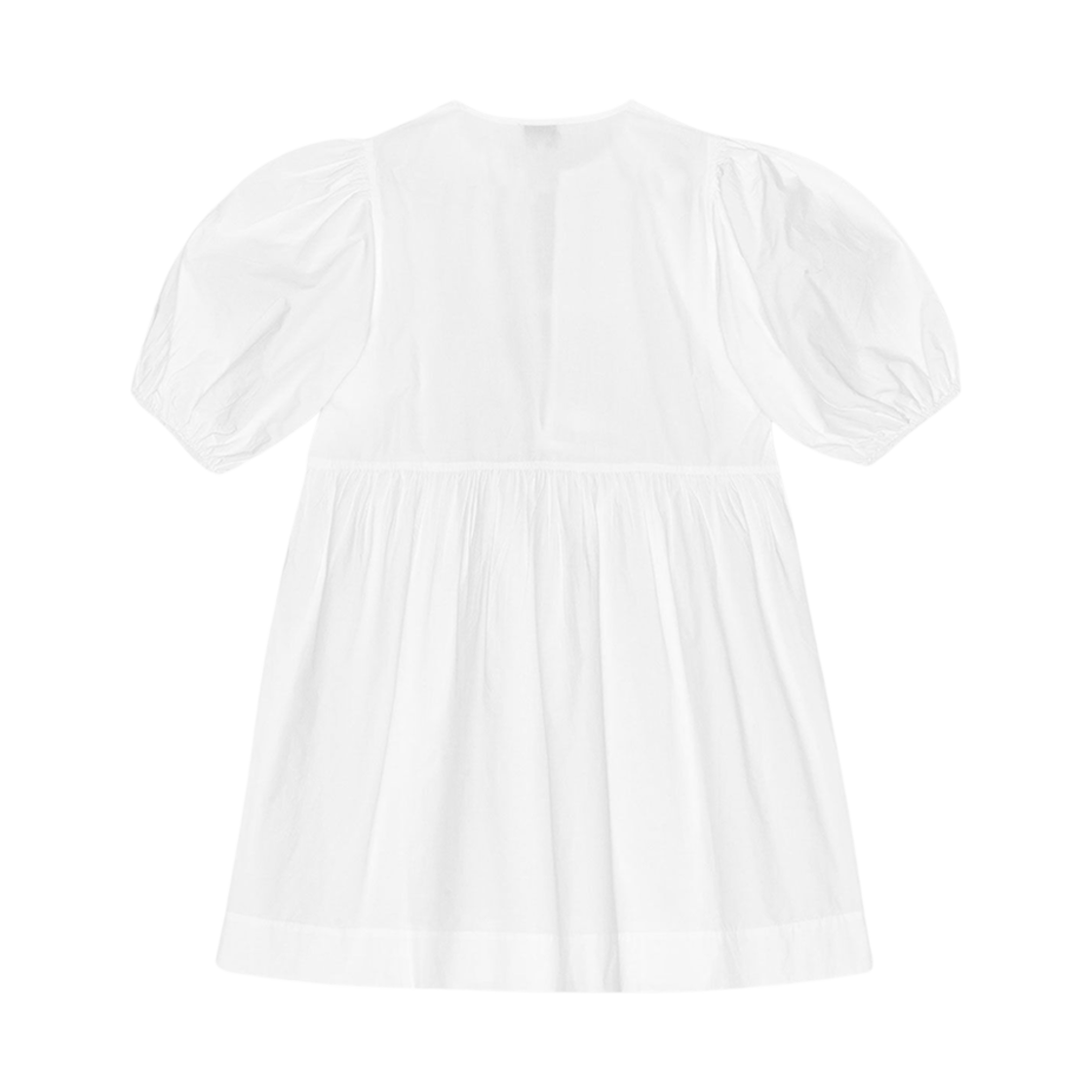 (W) 가니 코튼 포플린 타이 스트링 미니 드레스 화이트((W) Ganni Cotton Poplin Tie String Mini Dress White) - 2