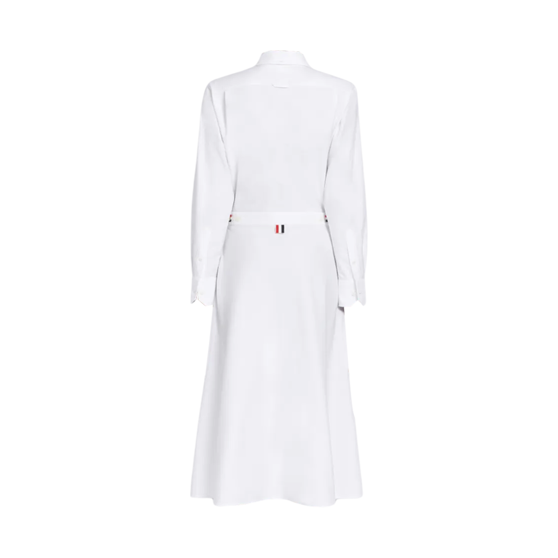 (W) 톰브라운 옥스포드 하이 웨이스트 에이라인 빌로우 더 니 셔츠 드레스 화이트((W) Thom Browne Oxford High Waisted A-Line Below The Knee Shirt Dress White) - 2