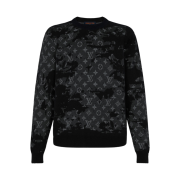 Louis Vuitton Distressed Monogram Crewneck Knit Black