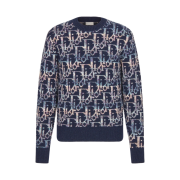 Dior Oblique Sweater Navy Blue Wool Jacquard