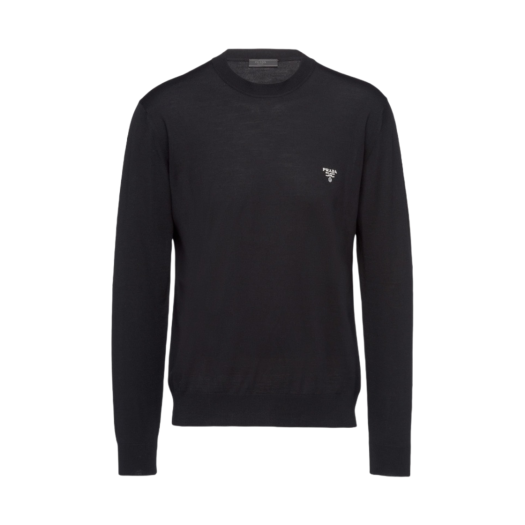 Prada Superfine Wool Crewneck Sweater Black