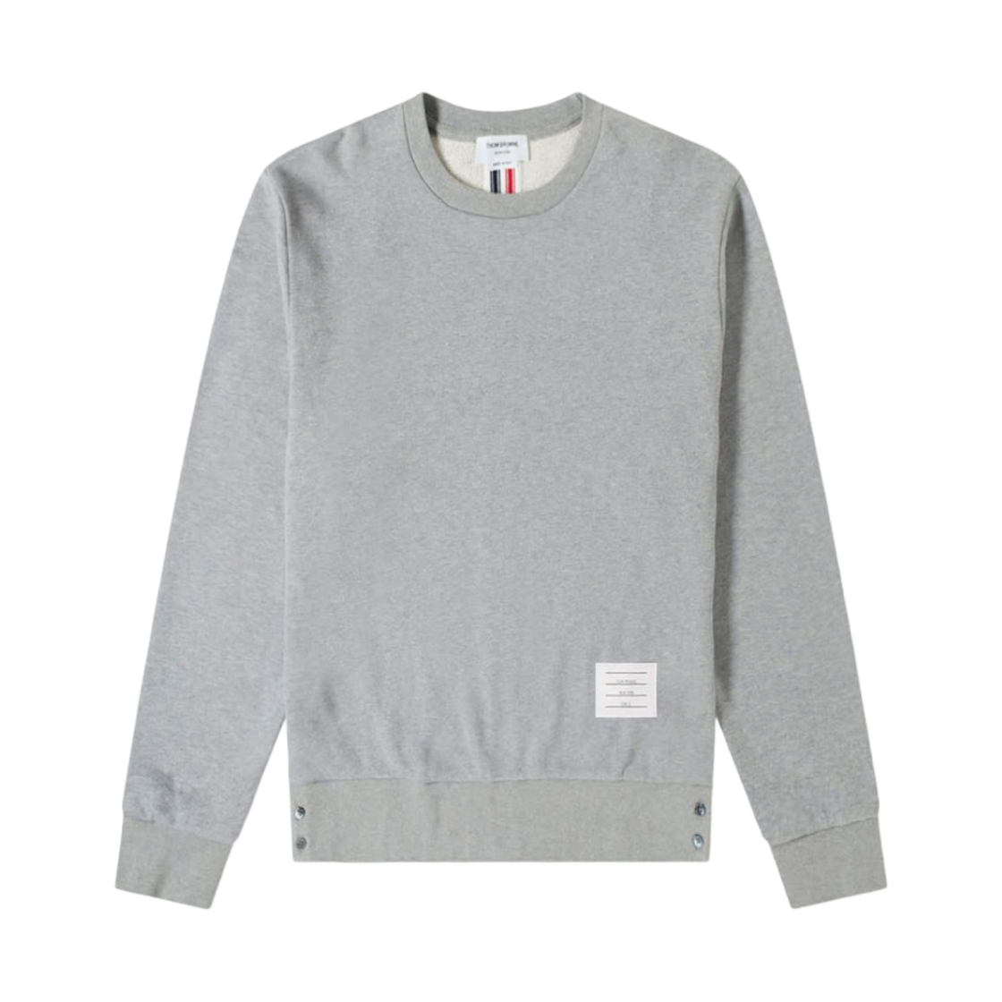 MJT085A-03377-055 Thom Browne Loopback Center Back Stripe Crewneck Pullover Knit Light Grey