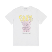 (W) Ganni Basic Cotton Jersey Teddy Relaxed T-Shirt Bright White