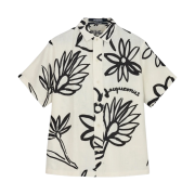 Jacquemus La Chemise Moisson Flower Sketch Short Sleeved Shirt Print Black White Flowers