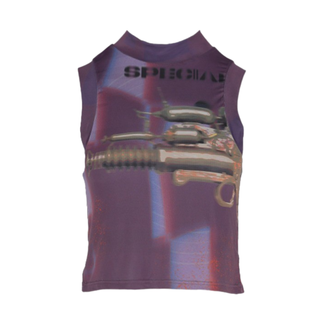 쿄 우먼 프린트 베이비 크롭 슬리브리스 퍼플(KYO Women Print Baby Cropped Sleeveless Purple)