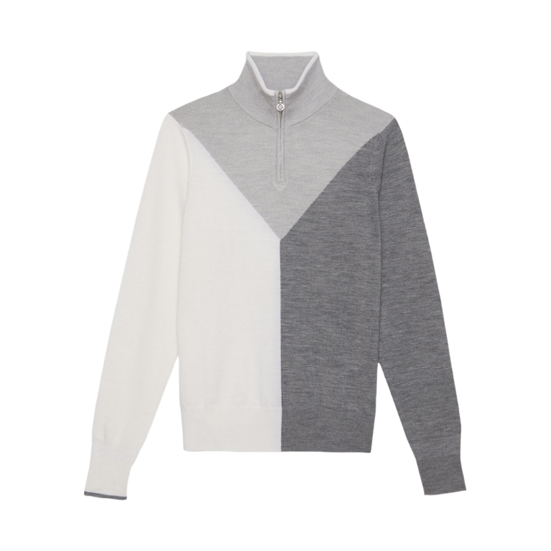 (W) 지포어 컬러 블락 메리노 울 쿼터 집 점퍼 헤더 그레이((W) G/Fore Colour Block Merino Wool Quarter Zip Jumper Heather Grey)