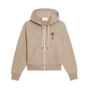 AMI de Coeur Tone-On-Tone Zipped Hoodie Beige Fonce