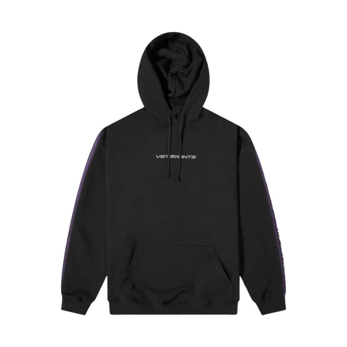 베트멍 로고 디테일드 드로우스트링 후디 블랙(Vetements Logo Detailed Drawstring Hoodie Black) - 1
