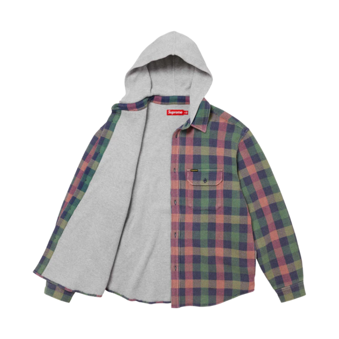 슈프림 와플 플레이드 후드 셔츠 멀티컬러 - 24FW(Supreme Waffle Plaid Hooded Shirt Multicolor - 24FW) - 2