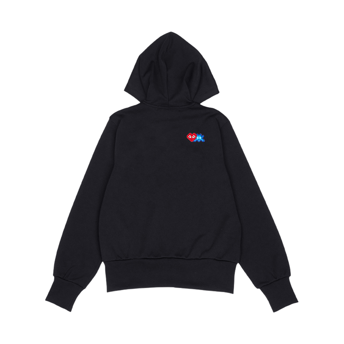 (W) 플레이 꼼데가르송 x 인베이더 더블 픽셀 하트 후드 집업 블랙((W)Play Comme des Garcons x Invader Double Pixel Heart Hood Zip Up Black) - 1