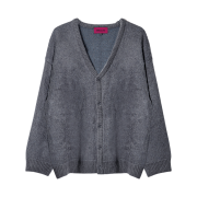 MELLOW Check Brushed Cardigan Grey