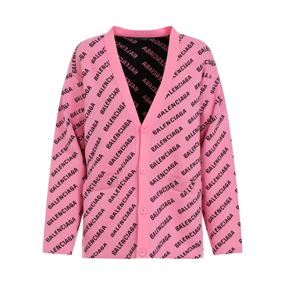 733891T32335231 (W) Balenciaga All Over Cardigan Pink Black