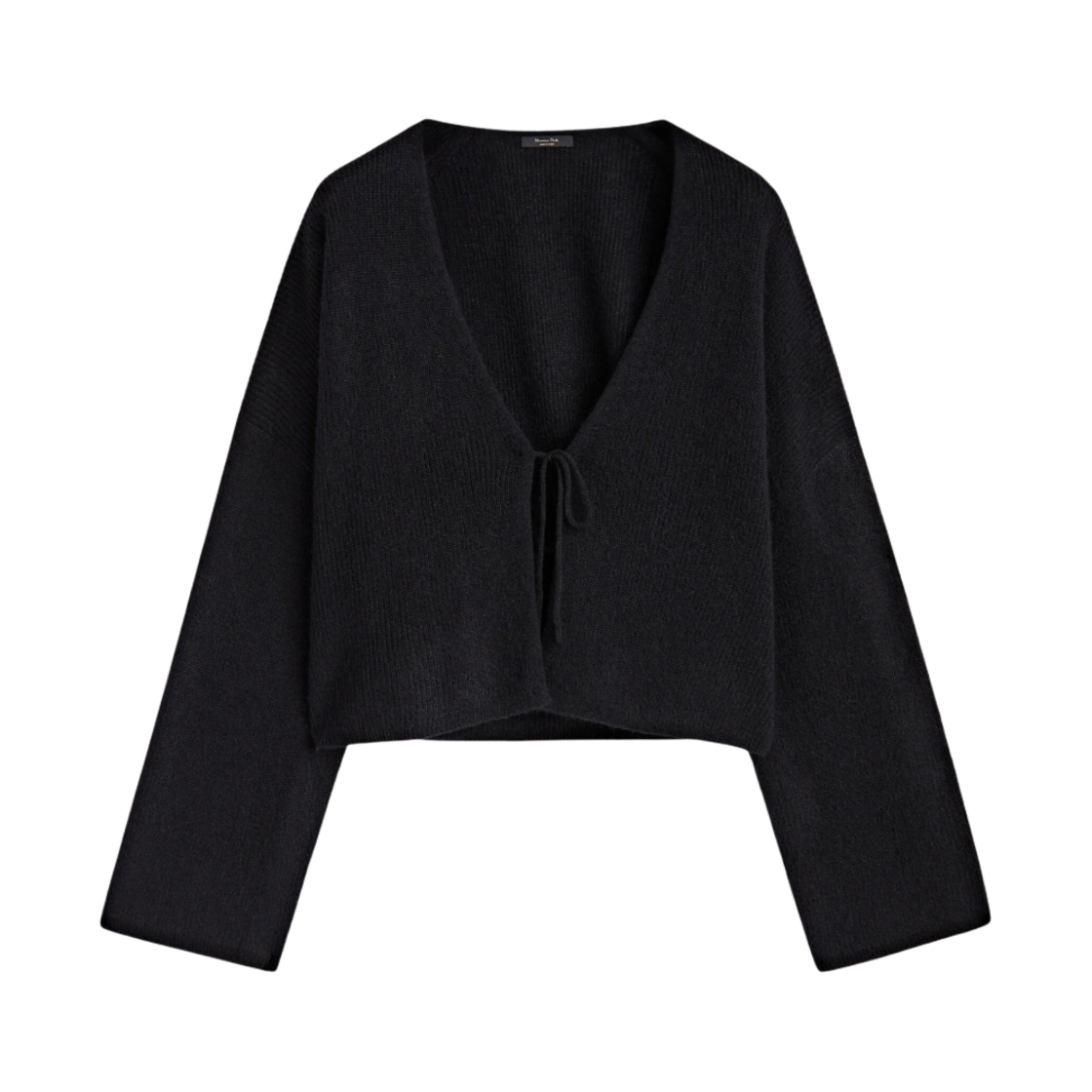 5750/671/800 Massimo Dutti Short Shimmery Knit Cardigan with Tie Detail Black