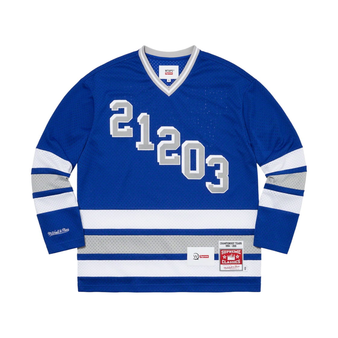 슈프림 x 더블탭스 미첼 & 네스 하키 저지 블루 - 21FW(Supreme x WTAPS Mitchell & Ness Hockey Jersey Blue - 21FW)