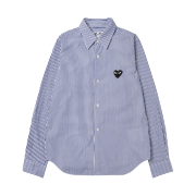 (W) Play Comme des Garcons Striped Black Heart Shirt Blue