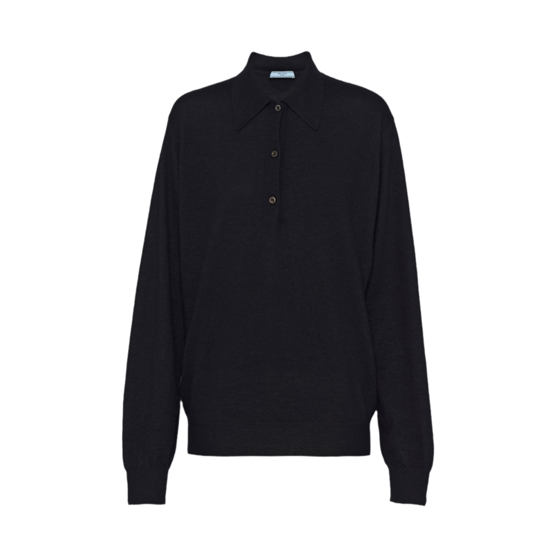 P24F2E-14XD-F0002 (W) Prada Cashmere Polo Shirt Black