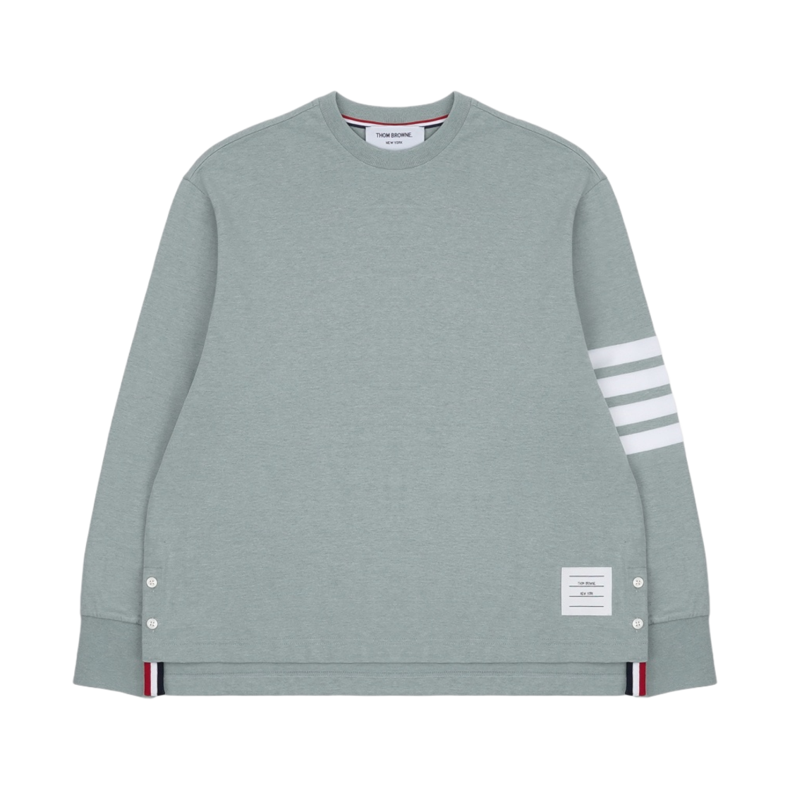 (W) 톰브라운 미드웨이트 저지 사선 롱 슬리브 럭비 티셔츠 그린((W) Thom Browne Midweight Jersey 4-Bar Long Sleeve Rugby T-Shirt Green) - 1