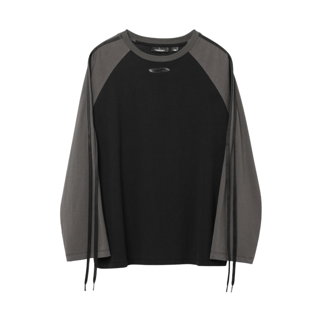 오프닝프로젝트 W 리본 테이프 래글런 슬리브 티셔츠 블랙