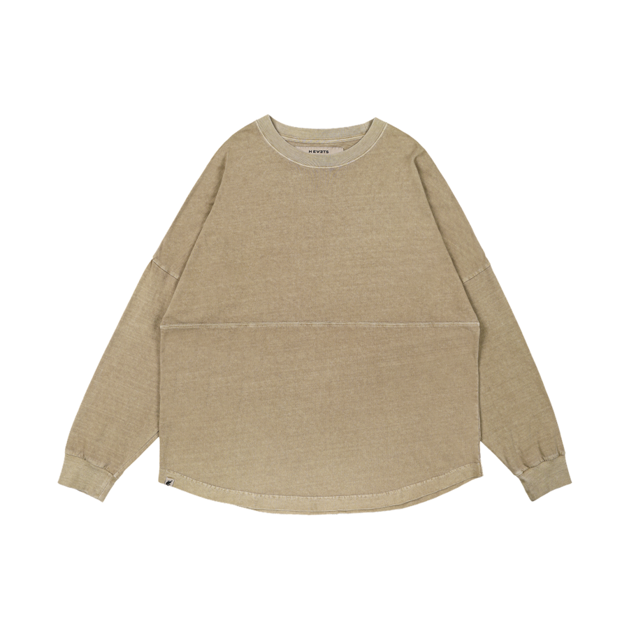 H1FUTS-005BEA-L Hevets M Garment Dyeing Leapfrogging T-shirt Beige