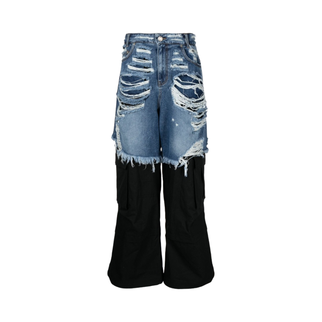 준지 디스트레스트 레이어드 와이드 팬츠 블랙(Juun.J Distressed Layered Wide Pants Black)