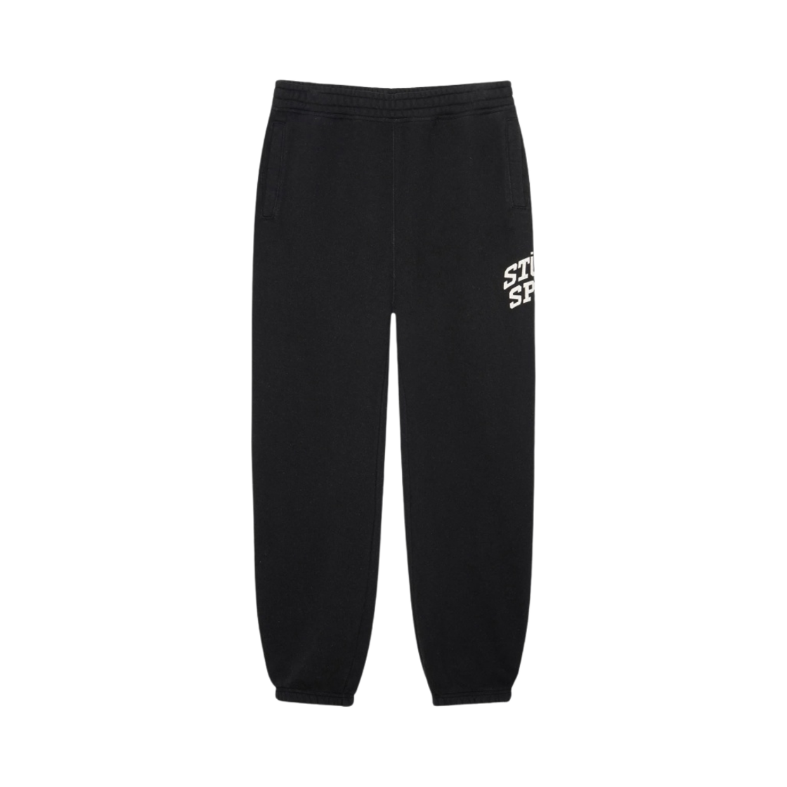 스투시 플리스 팬츠 스포츠 크랙클 워시드 블랙