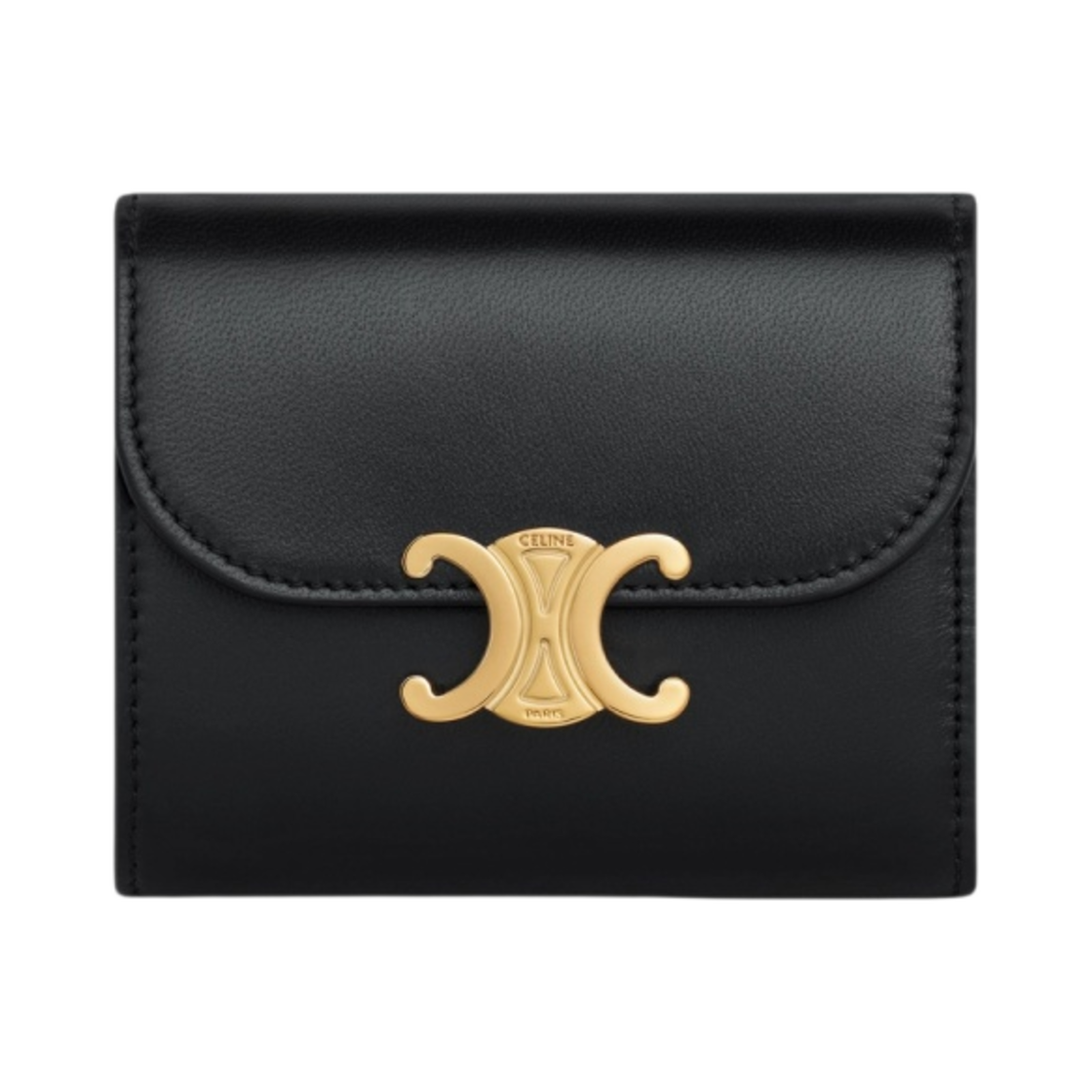 10D783DPV-38NO Celine Small Wallet Triomphe in Shiny Calfskin Black - 대표 이미지 #1