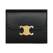 Celine Small Wallet Triomphe in Shiny Calfskin Black