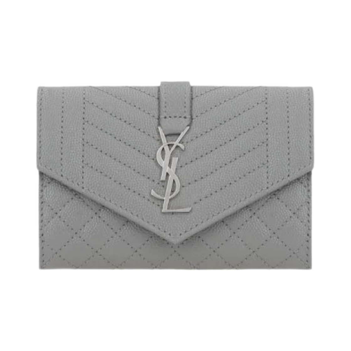 생로랑 그랑 드 뿌드르 엠보스드 레더 믹스 마틀라세 스몰 엔벨로프 지갑 블랙 그레이(Saint Laurent Small Envelope Wallet in Mix Matelasse Grain de Poudre Embossed Leather Gray) - 1