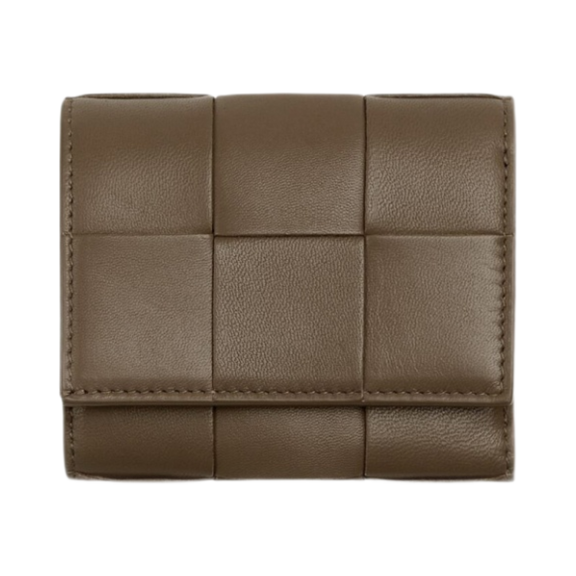 750244VCQC12560 Bottega Veneta Small Cassette Tri-Fold Zip Wallet Taupe Grey