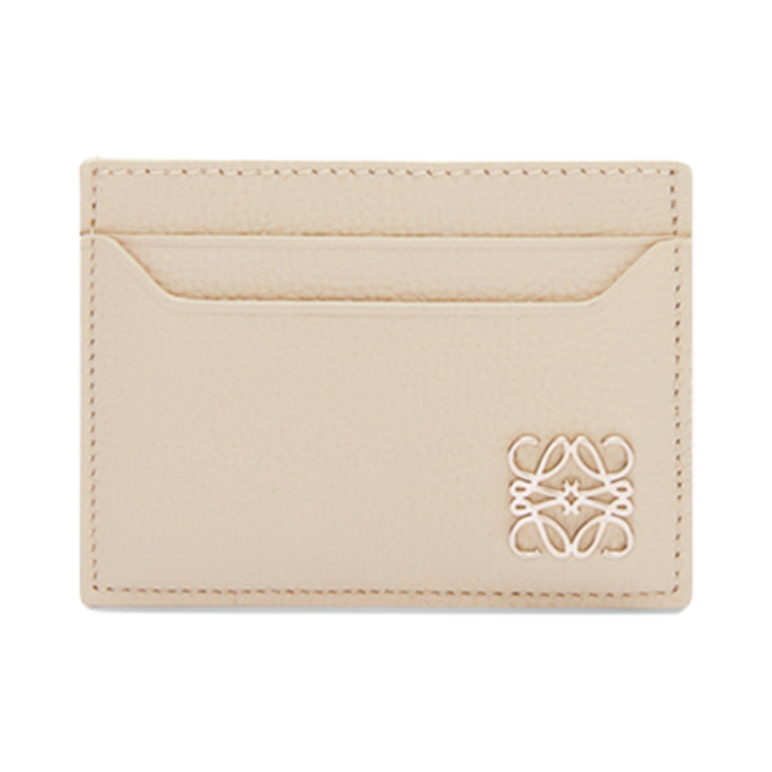 C821075X04-1769 Loewe Anagram Plain Card Holder In Pebble Grain Calfskin Light Ghost