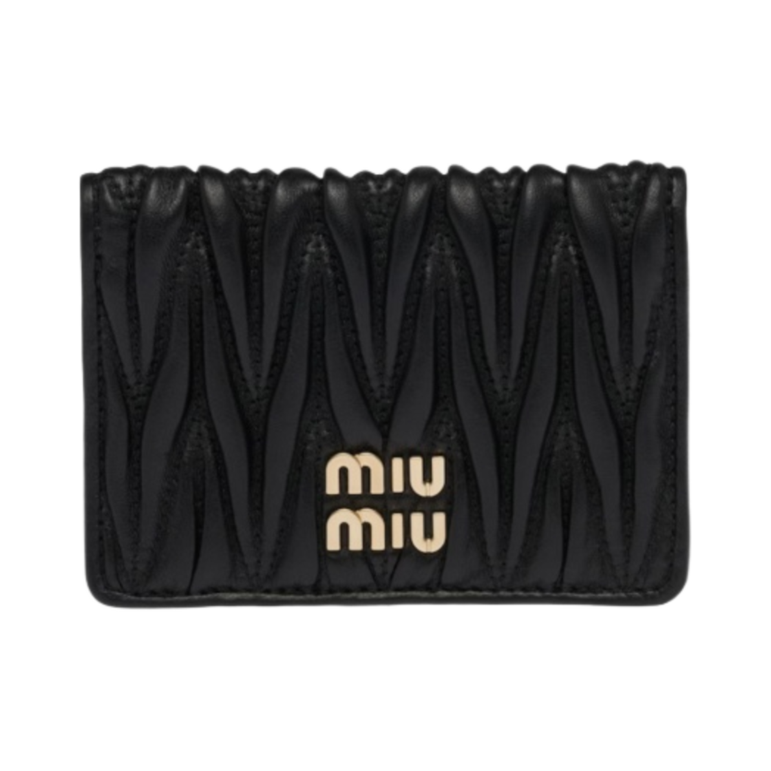 5MC103-2FPP-F0002/5MC103-AFPP-F0002 Miu Miu Matelasse Nappa Leather Card Holder Black