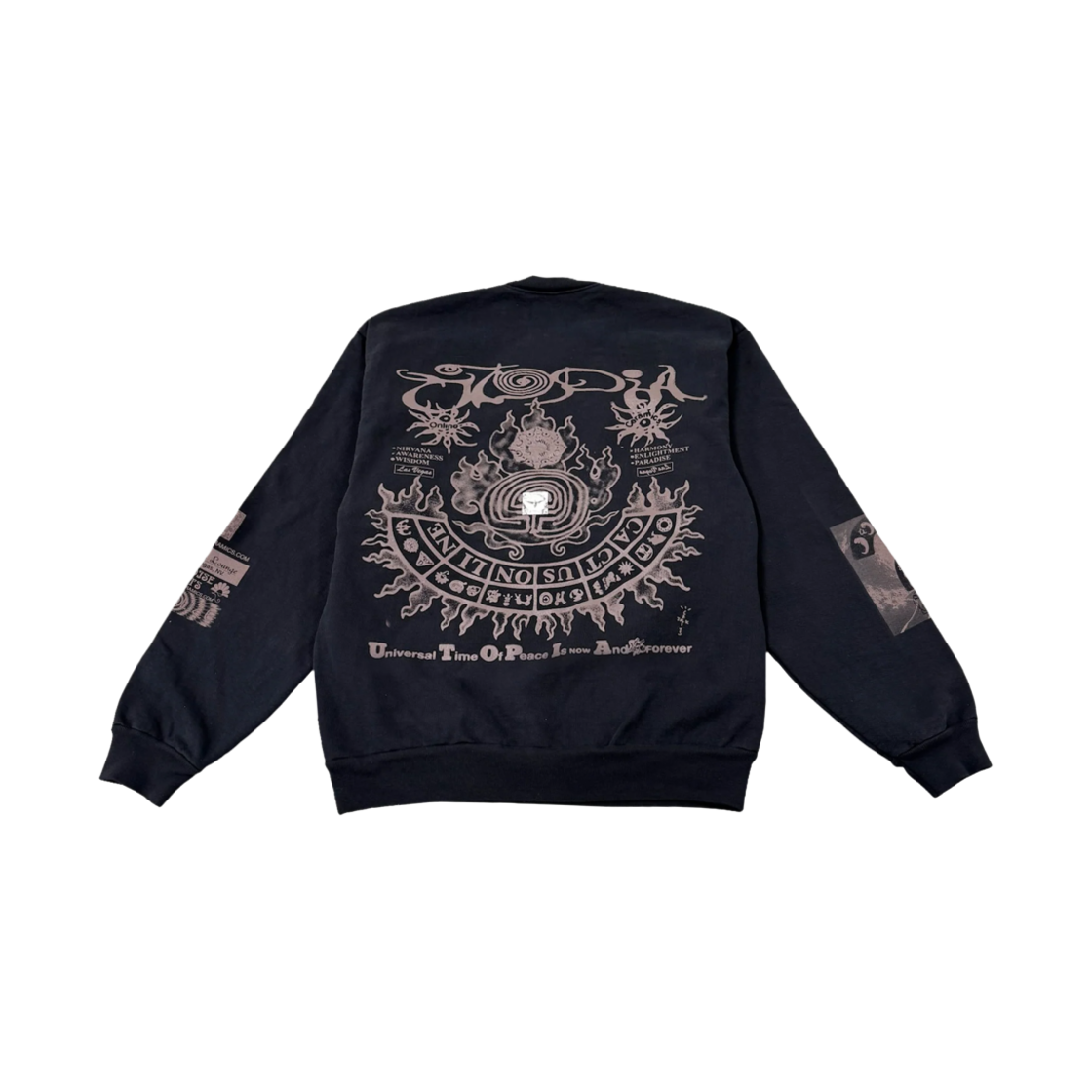 트래비스 스캇 캑터스 잭 x 온라인 세라믹스 유토피아 크루넥 블랙(Travis Scott Cactus Jack x Online Ceramics Utopia Crewneck Black)