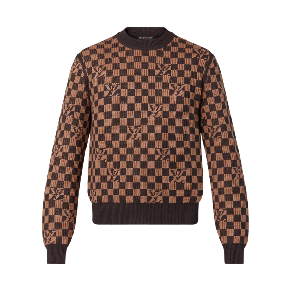 루이비통 리브드 다미에 크루넥 니트 브라운(Louis Vuitton Ribbed Damier Crewneck Knit Brown) - 1
