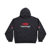 Balenciaga 3B Sports Icon Hoodie Oversized Black Faded