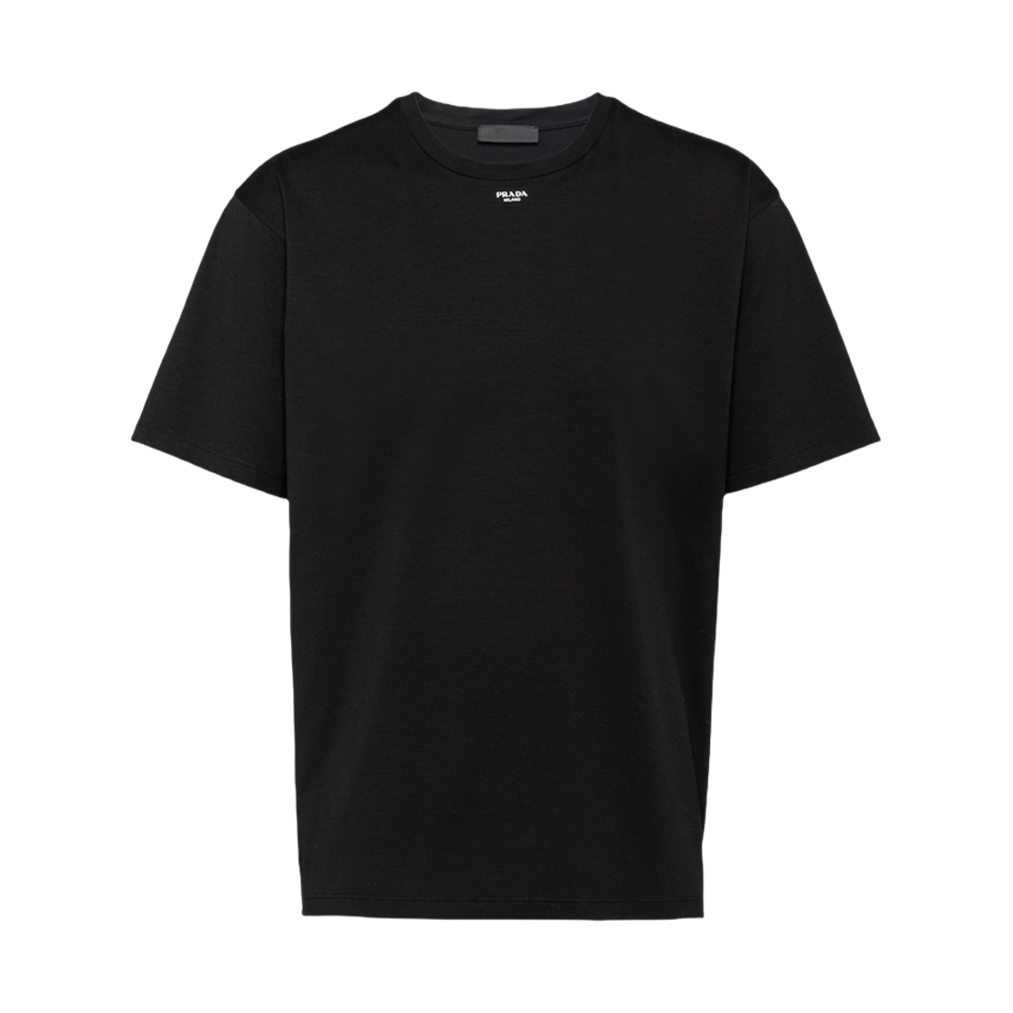 UJN843-12TQ-F0002 Prada Stretch Cotton T-Shirt Logo Black