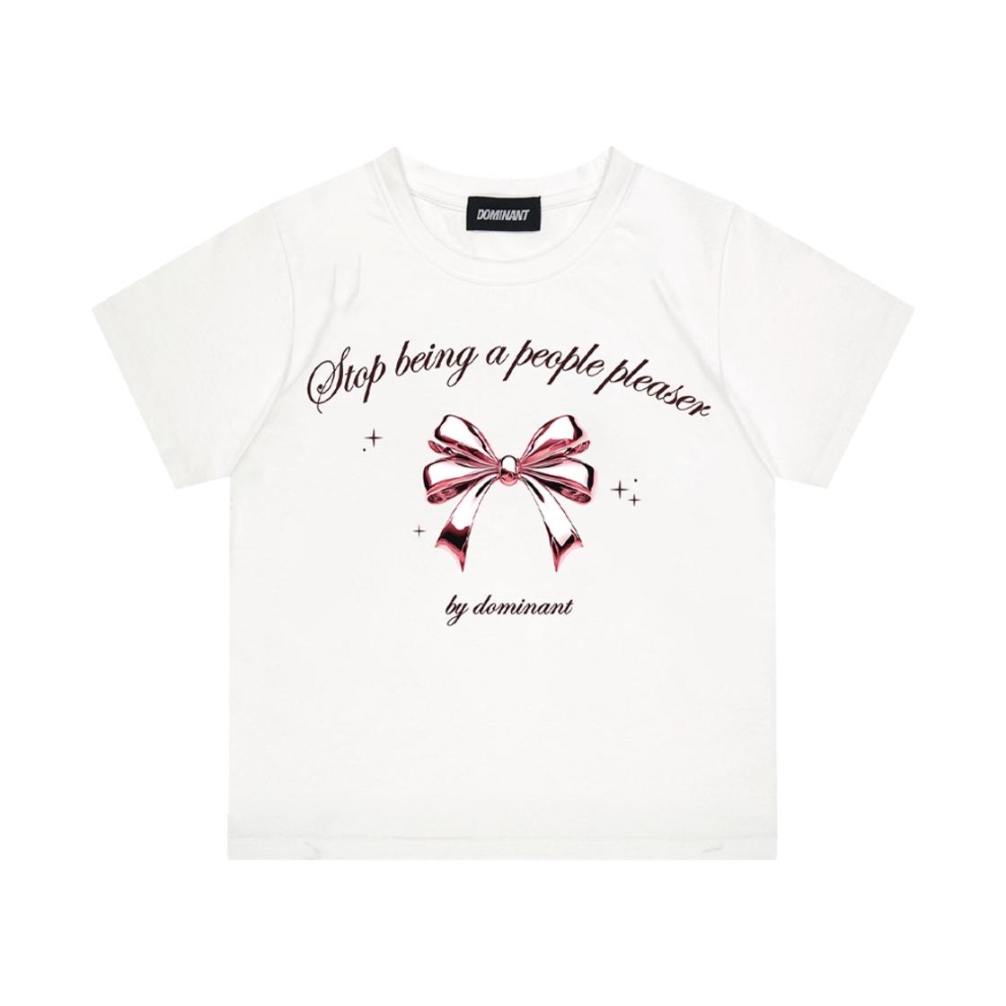 DMNT24SCTWH002 Dominant Ribbon Crop Tee White