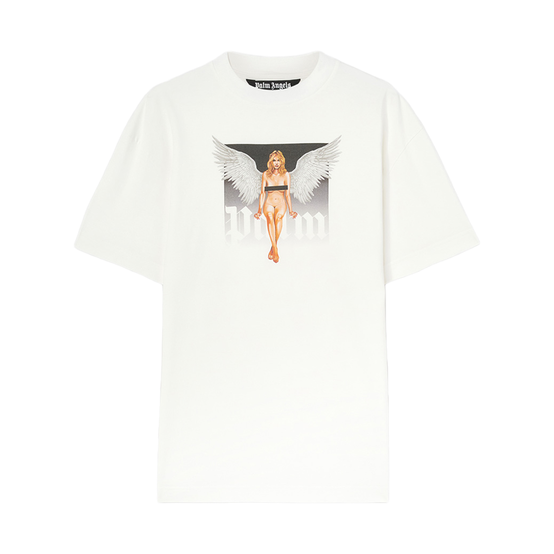 P8TMMB290 PALM ANGELS Crystal Pin Up Tee Off White - Black