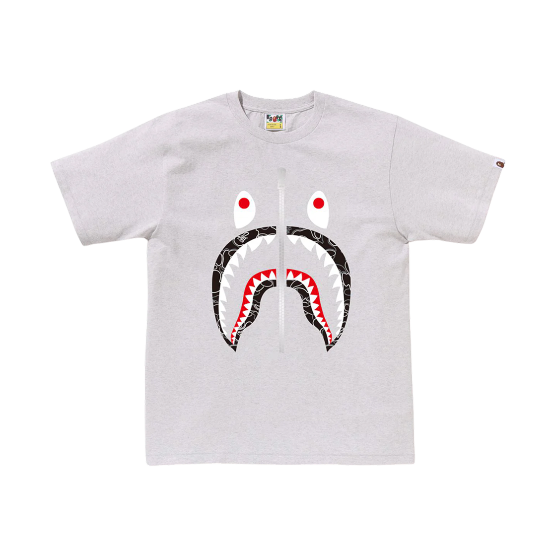 베이프 네온 카모 샤크 티셔츠 그레이