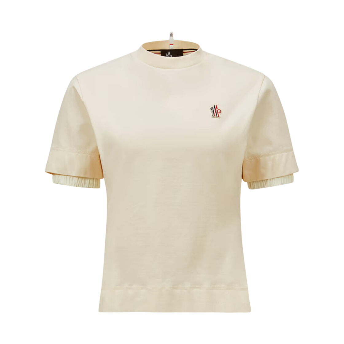 MONCLER ワッペン　マジックテープ　ホワイト Tシャツ 4S536 MONCLER ワッペン マジックテープ ホワイト Tシャツ 4S536
