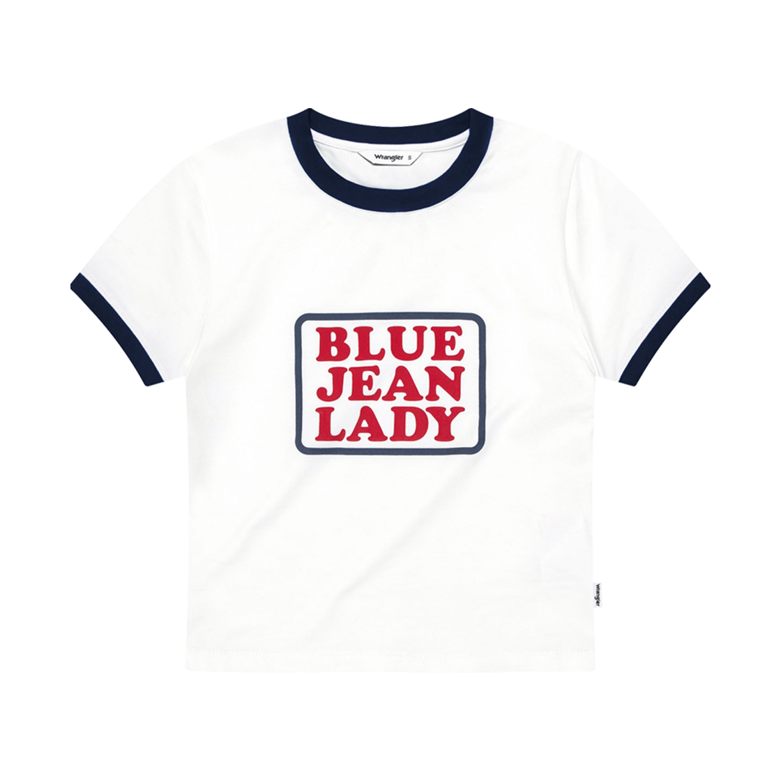랭글러 (W) 블루진 링거 베이비 티셔츠 네이비(Wrangler (W) Blue Jean Ringer Baby T-shirt Navy)