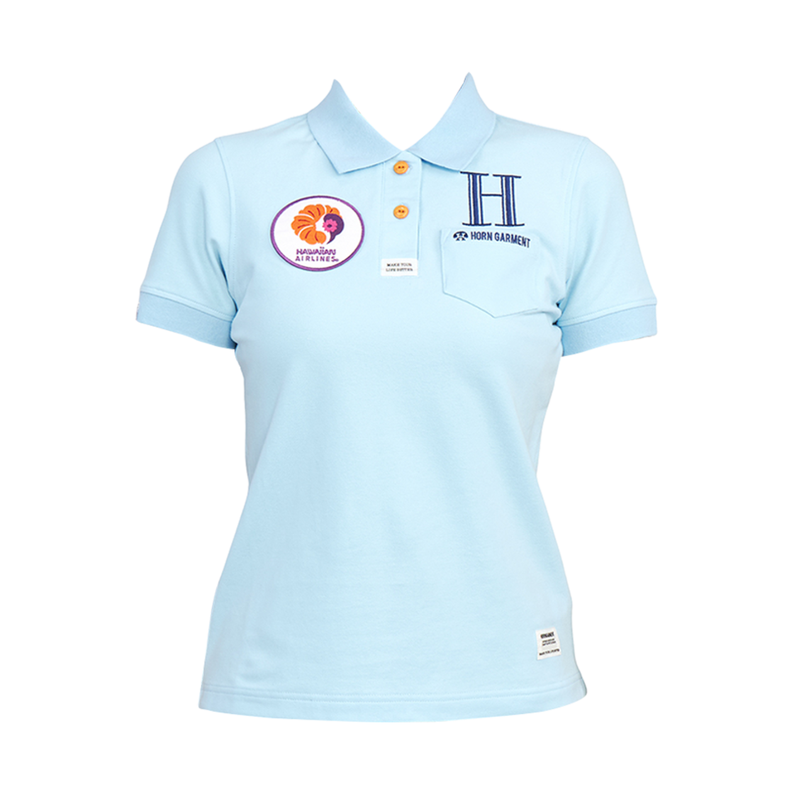 (W) 혼가먼트 에어라인 골프 웨어 폴로 티셔츠 삭스((W) Horn Garment Airlines Golf Wear Polo T-Shirt Sax)