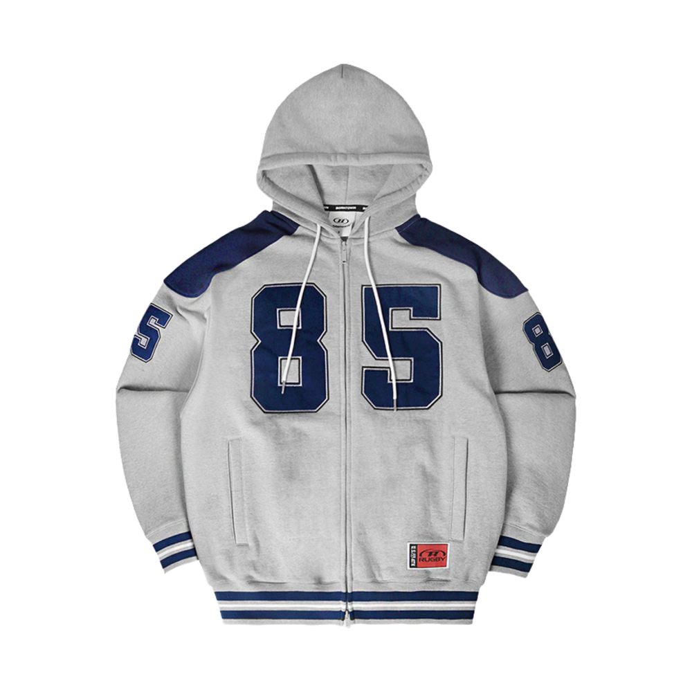 본투윈 85 아플리케 럭비 후드 집업 그레이